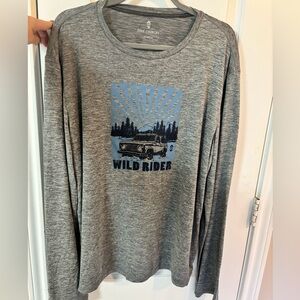 Free Country NWT XL Gray Long Sleeve 'Wild Rider' Graphic Tee Unisex